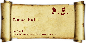 Mancz Edit névjegykártya